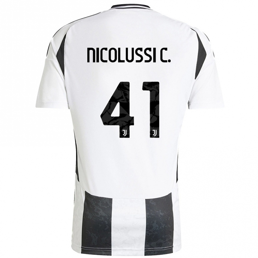 Kinder Fußball Hans Nicolussi Caviglia #41 Weiß Schwarz Heimtrikot Trikot 2024/25 T-Shirt Luxemburg