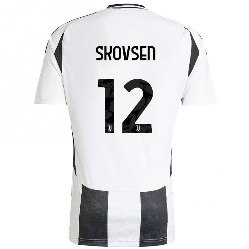 Kinder Fußball Matilde Lundorf Skovsen #12 Weiß Schwarz Heimtrikot Trikot 2024/25 T-Shirt Luxemburg