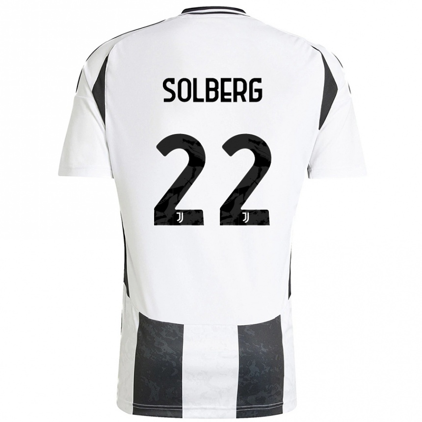 Kinder Fußball Elias Solberg #22 Weiß Schwarz Heimtrikot Trikot 2024/25 T-Shirt Luxemburg