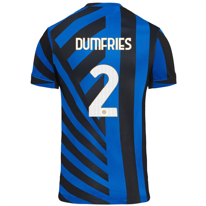 Kinder Fußball Denzel Dumfries #2 Blau Schwarz Heimtrikot Trikot 2024/25 T-Shirt Luxemburg