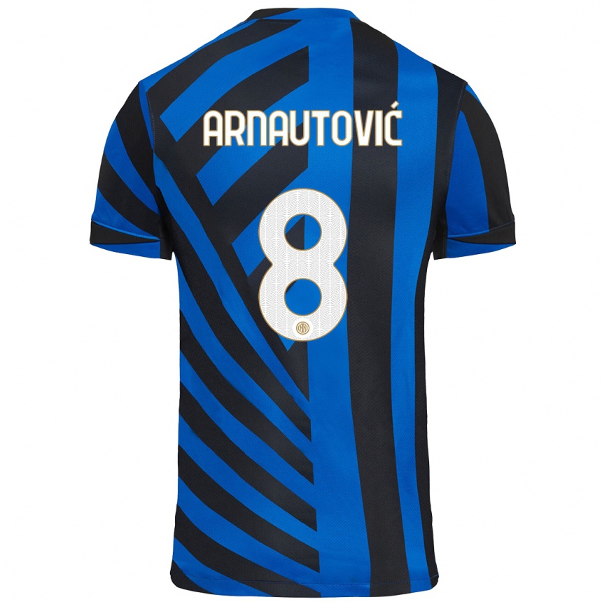 Kinder Fußball Marko Arnautovic #8 Blau Schwarz Heimtrikot Trikot 2024/25 T-Shirt Luxemburg