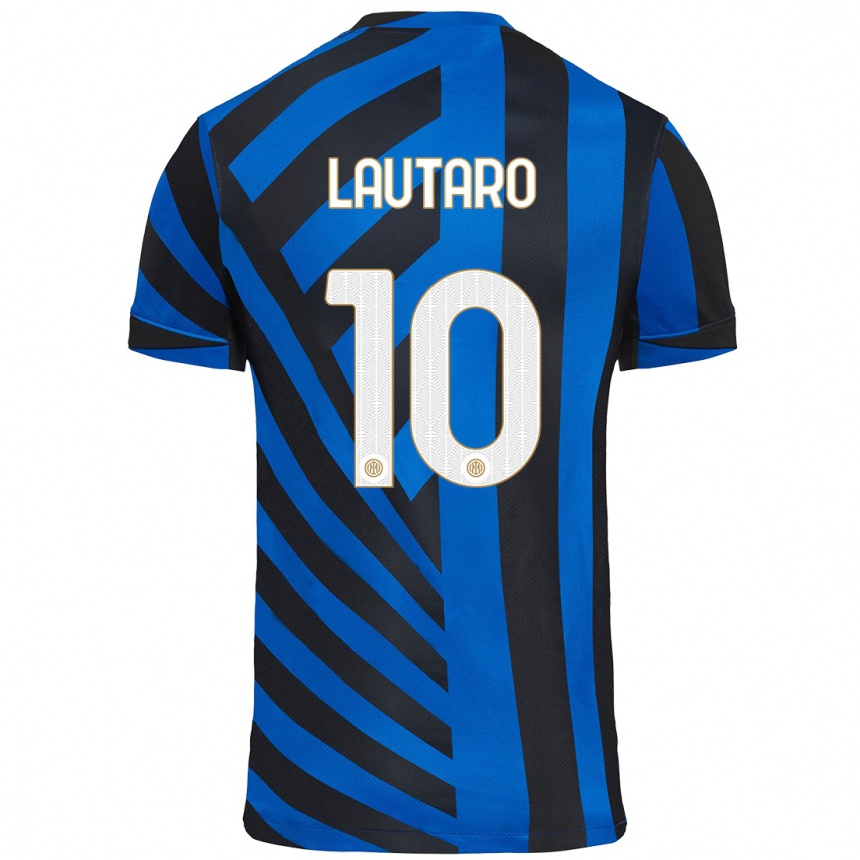 Kinder Fußball Lautaro Martinez #10 Blau Schwarz Heimtrikot Trikot 2024/25 T-Shirt Luxemburg