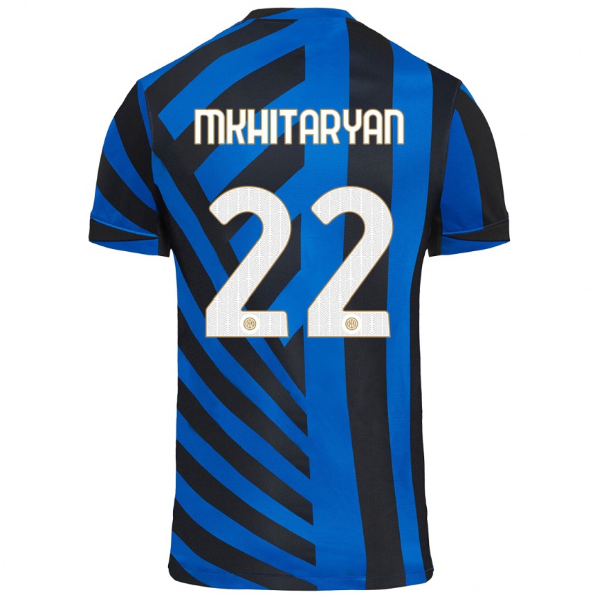 Kinder Fußball Henrikh Mkhitaryan #22 Blau Schwarz Heimtrikot Trikot 2024/25 T-Shirt Luxemburg