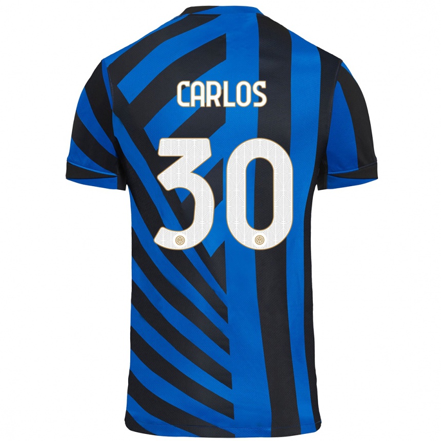 Kinder Fußball Carlos Augusto #30 Blau Schwarz Heimtrikot Trikot 2024/25 T-Shirt Luxemburg