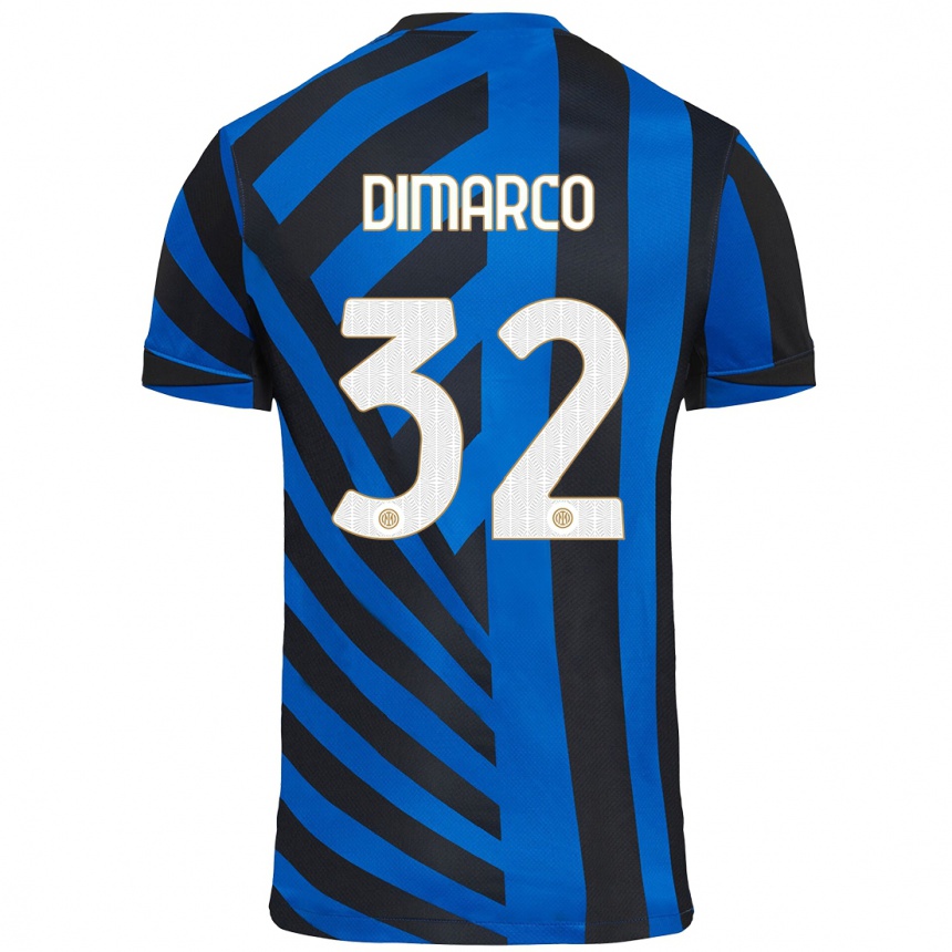 Kinder Fußball Federico Dimarco #32 Blau Schwarz Heimtrikot Trikot 2024/25 T-Shirt Luxemburg