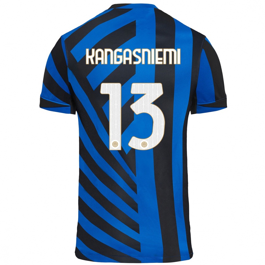 Kinder Fußball Ilari Kangasniemi #13 Blau Schwarz Heimtrikot Trikot 2024/25 T-Shirt Luxemburg