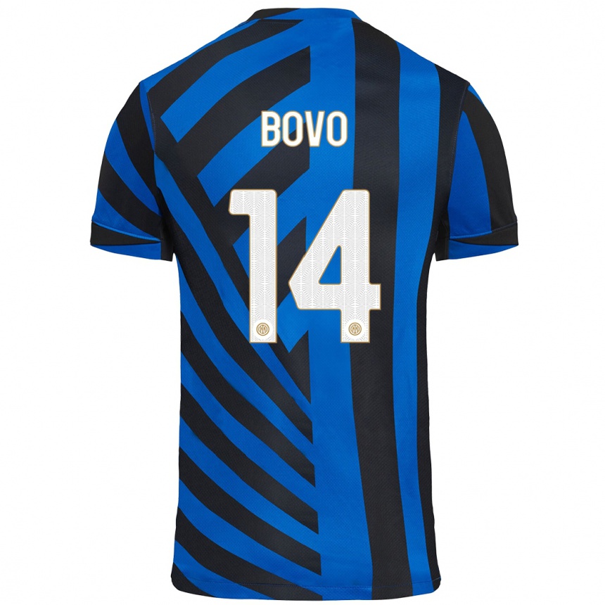 Kinder Fußball Leonardo Bovo #14 Blau Schwarz Heimtrikot Trikot 2024/25 T-Shirt Luxemburg