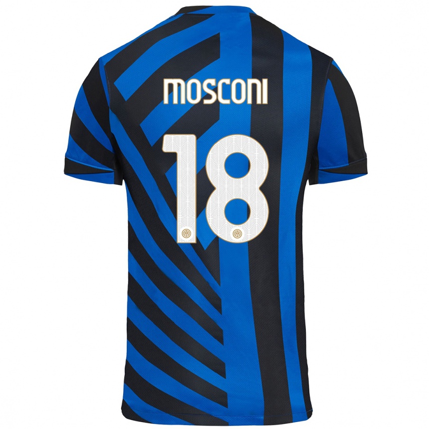 Kinder Fußball Mattia Mosconi #18 Blau Schwarz Heimtrikot Trikot 2024/25 T-Shirt Luxemburg