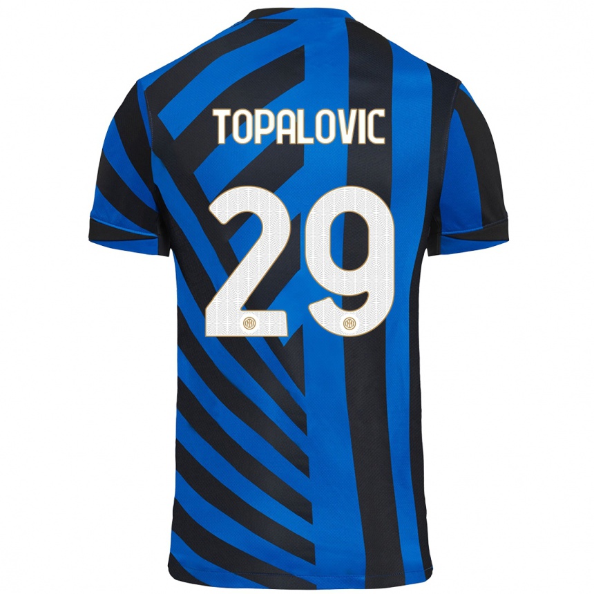 Kinder Fußball Luka Topalovic #29 Blau Schwarz Heimtrikot Trikot 2024/25 T-Shirt Luxemburg