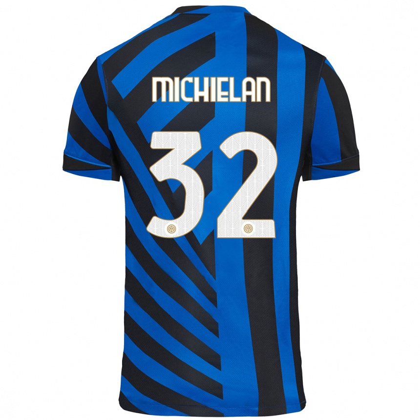 Kinder Fußball Mattia Michielan #32 Blau Schwarz Heimtrikot Trikot 2024/25 T-Shirt Luxemburg