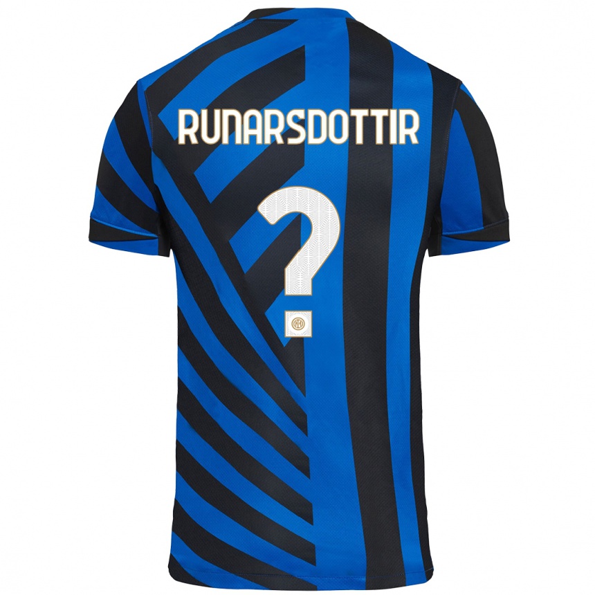 Kinder Fußball Cecilía Rán Rúnarsdóttir #0 Blau Schwarz Heimtrikot Trikot 2024/25 T-Shirt Luxemburg