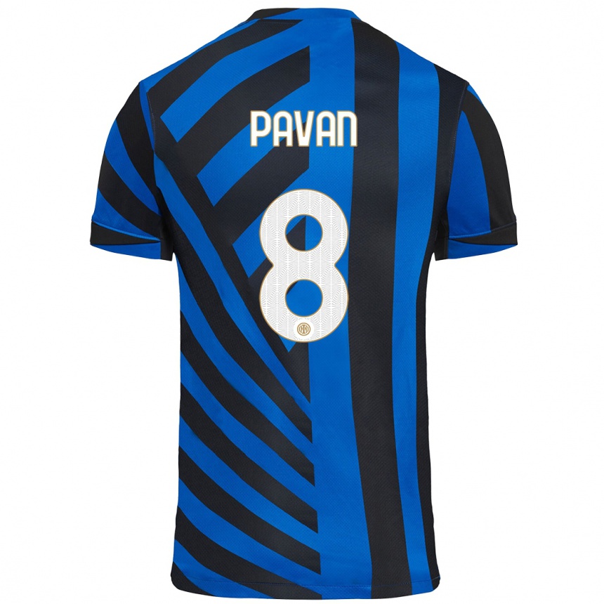 Kinder Fußball Matilde Pavan #8 Blau Schwarz Heimtrikot Trikot 2024/25 T-Shirt Luxemburg