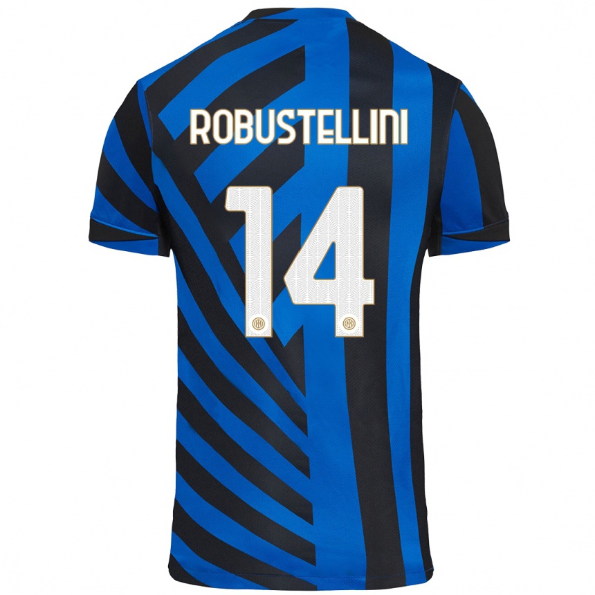 Kinder Fußball Chiara Robustellini #14 Blau Schwarz Heimtrikot Trikot 2024/25 T-Shirt Luxemburg