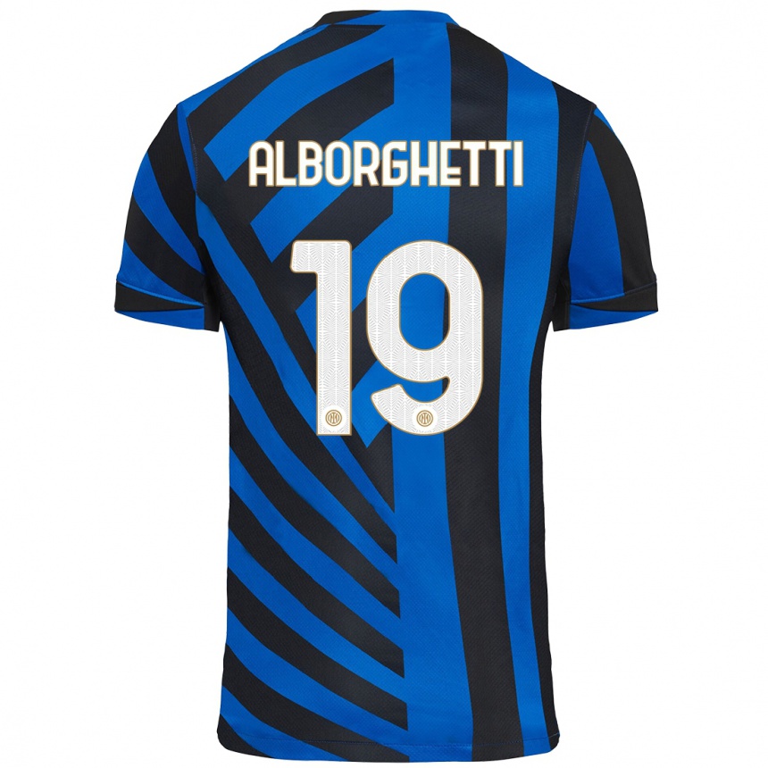 Kinder Fußball Lisa Alborghetti #19 Blau Schwarz Heimtrikot Trikot 2024/25 T-Shirt Luxemburg