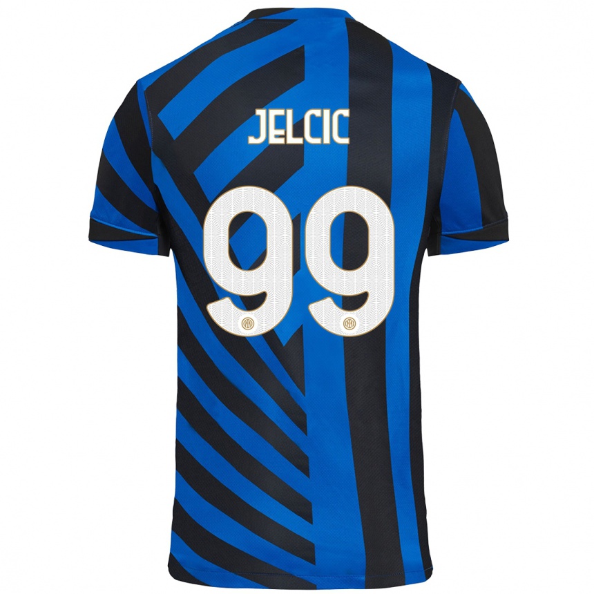 Kinder Fußball Maja Jelčić #99 Blau Schwarz Heimtrikot Trikot 2024/25 T-Shirt Luxemburg