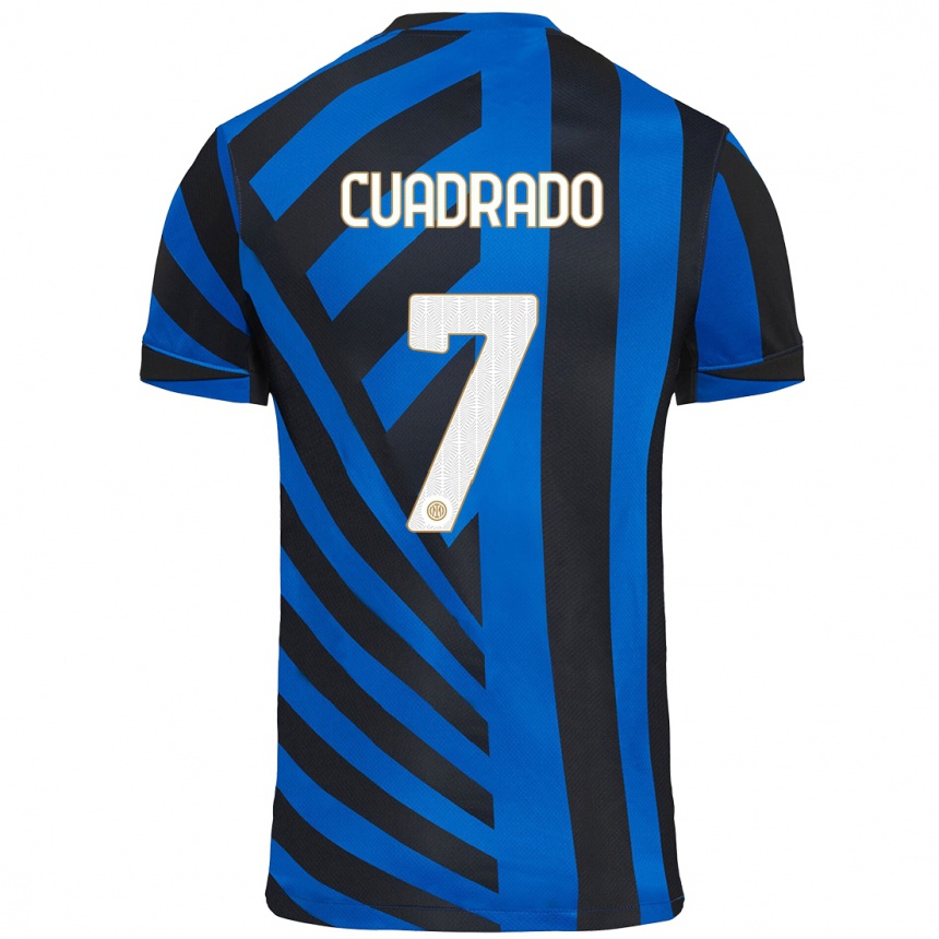 Kinder Fußball Juan Cuadrado #7 Blau Schwarz Heimtrikot Trikot 2024/25 T-Shirt Luxemburg