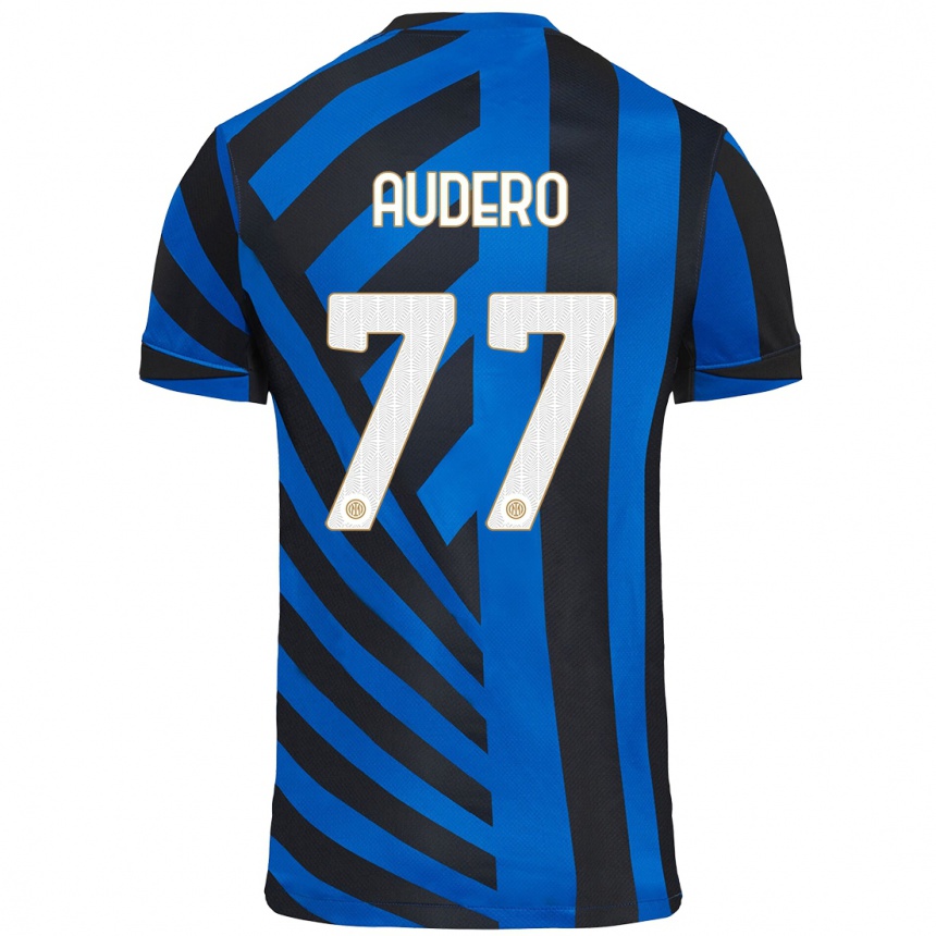 Kinder Fußball Emil Audero #77 Blau Schwarz Heimtrikot Trikot 2024/25 T-Shirt Luxemburg