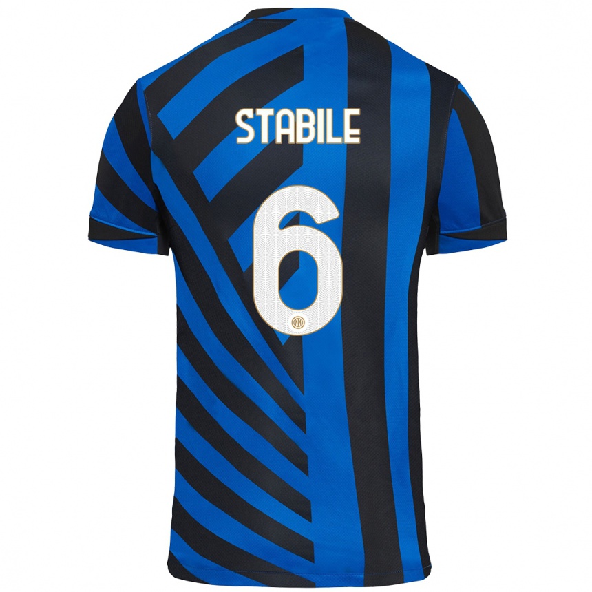 Kinder Fußball Giacomo Stabile #6 Blau Schwarz Heimtrikot Trikot 2024/25 T-Shirt Luxemburg