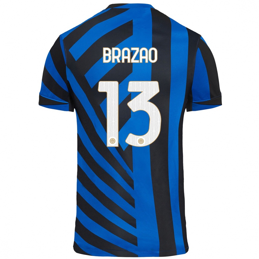 Kinder Fußball Gabriel Brazao #13 Blau Schwarz Heimtrikot Trikot 2024/25 T-Shirt Luxemburg