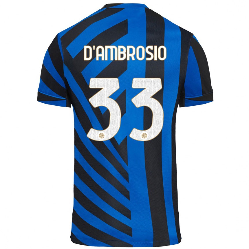 Kinder Fußball Danilo D'ambrosio #33 Blau Schwarz Heimtrikot Trikot 2024/25 T-Shirt Luxemburg