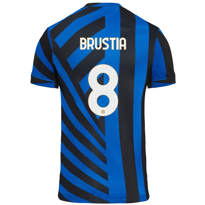 Kinder Fußball Martina Brustia #8 Blau Schwarz Heimtrikot Trikot 2024/25 T-Shirt Luxemburg