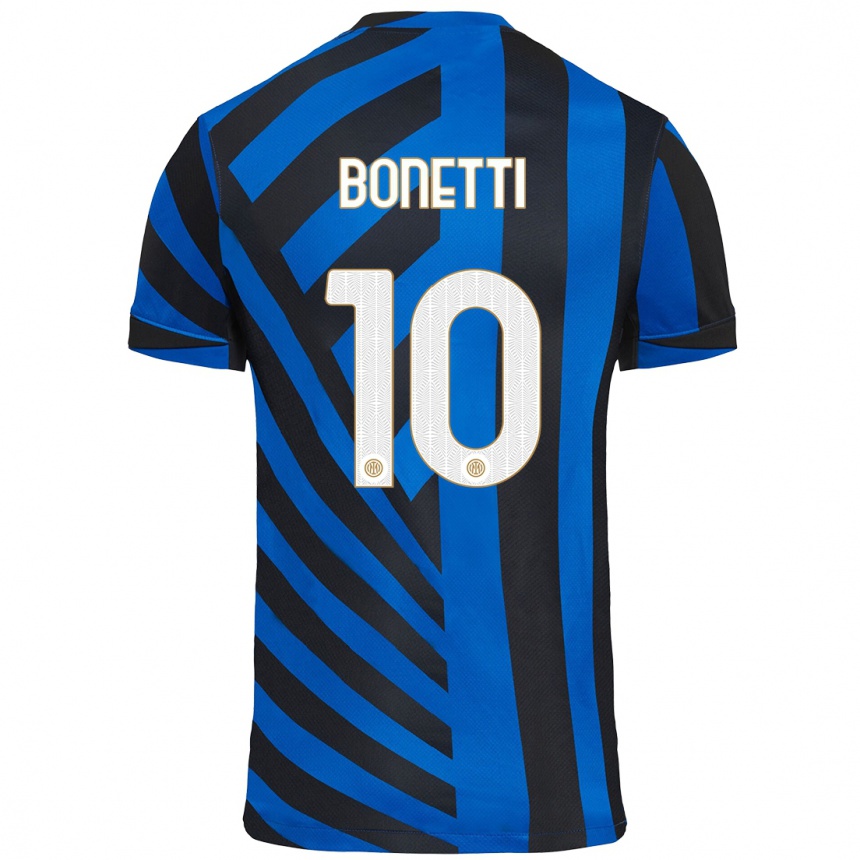 Kinder Fußball Tatiana Bonetti #10 Blau Schwarz Heimtrikot Trikot 2024/25 T-Shirt Luxemburg