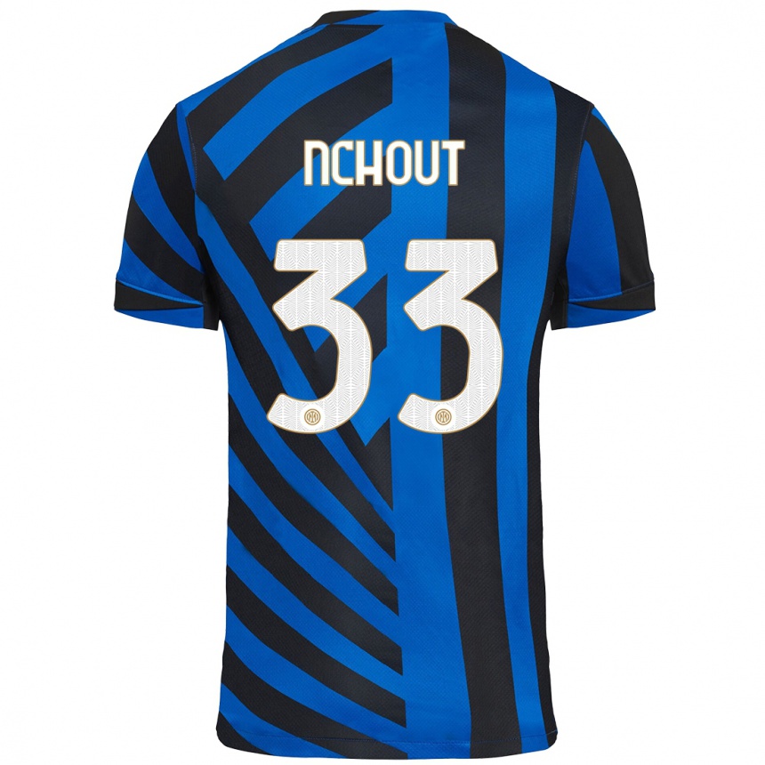 Kinder Fußball Ajara Nchout #33 Blau Schwarz Heimtrikot Trikot 2024/25 T-Shirt Luxemburg