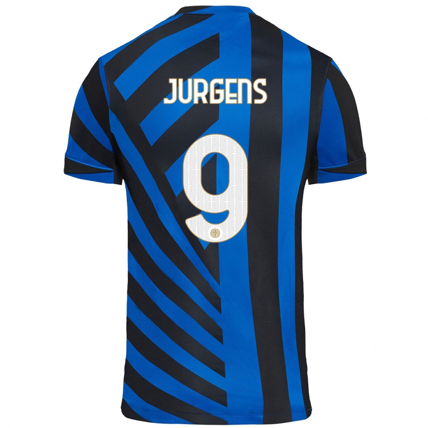 Kinder Fußball Oliver Jurgens #9 Blau Schwarz Heimtrikot Trikot 2024/25 T-Shirt Luxemburg