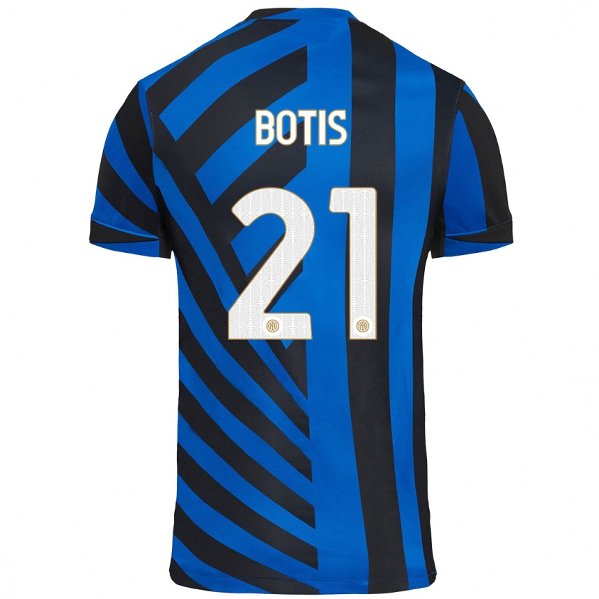 Kinder Fußball Nikolaos Botis #21 Blau Schwarz Heimtrikot Trikot 2024/25 T-Shirt Luxemburg