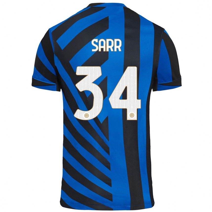 Kinder Fußball Amadou Sarr #34 Blau Schwarz Heimtrikot Trikot 2024/25 T-Shirt Luxemburg