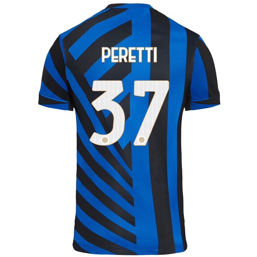 Kinder Fußball Lorenzo Peretti #37 Blau Schwarz Heimtrikot Trikot 2024/25 T-Shirt Luxemburg