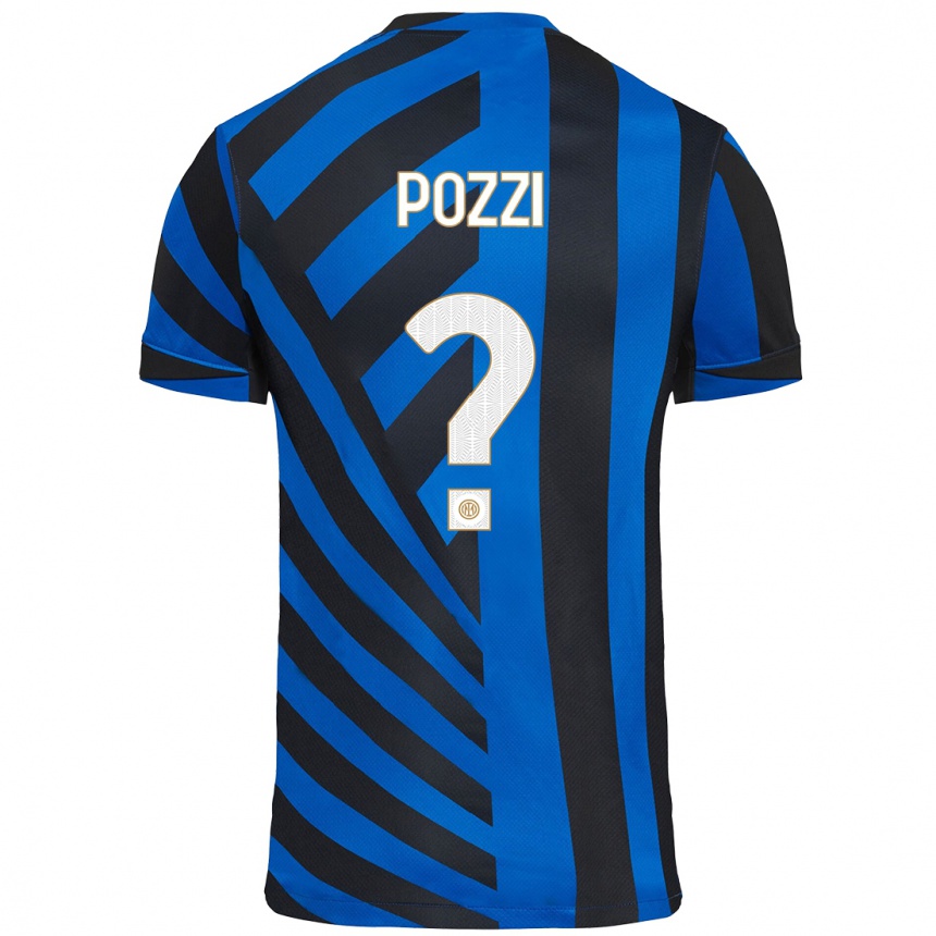 Kinder Fußball Andrea Pozzi #0 Blau Schwarz Heimtrikot Trikot 2024/25 T-Shirt Luxemburg