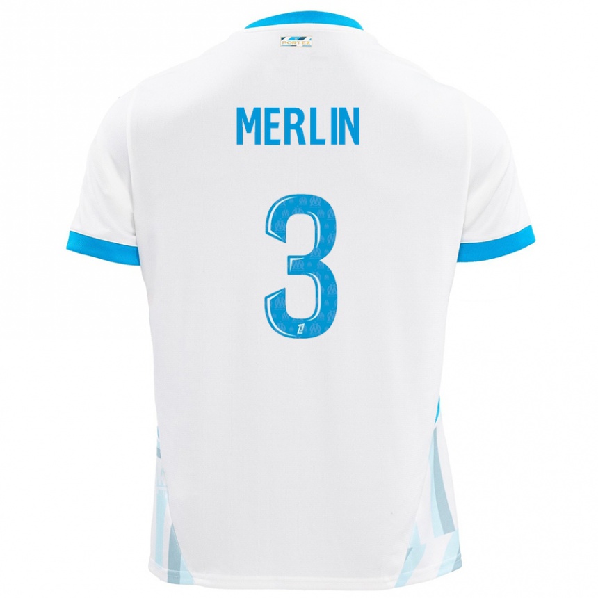 Kinder Fußball Quentin Merlin #3 Weiß Himmelblau Heimtrikot Trikot 2024/25 T-Shirt Luxemburg