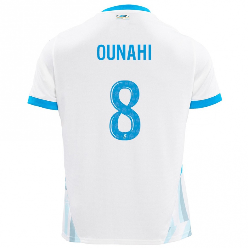 Kinder Fußball Azzedine Ounahi #8 Weiß Himmelblau Heimtrikot Trikot 2024/25 T-Shirt Luxemburg