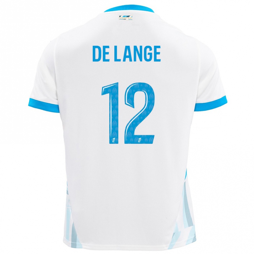 Kinder Fußball Jeffrey De Lange #12 Weiß Himmelblau Heimtrikot Trikot 2024/25 T-Shirt Luxemburg