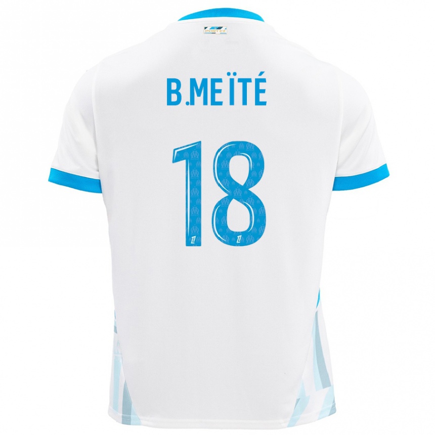 Kinder Fußball Bamo Meïté #18 Weiß Himmelblau Heimtrikot Trikot 2024/25 T-Shirt Luxemburg