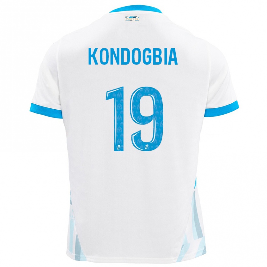 Kinder Fußball Geoffrey Kondogbia #19 Weiß Himmelblau Heimtrikot Trikot 2024/25 T-Shirt Luxemburg