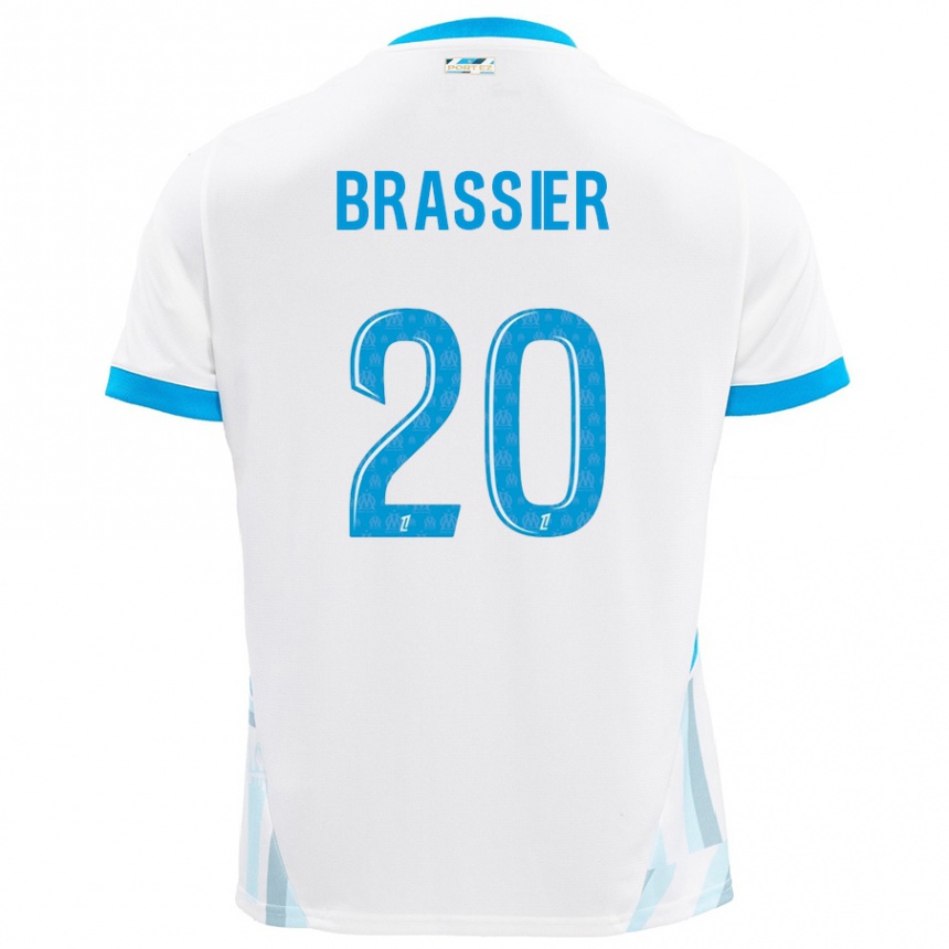 Kinder Fußball Lilian Brassier #20 Weiß Himmelblau Heimtrikot Trikot 2024/25 T-Shirt Luxemburg