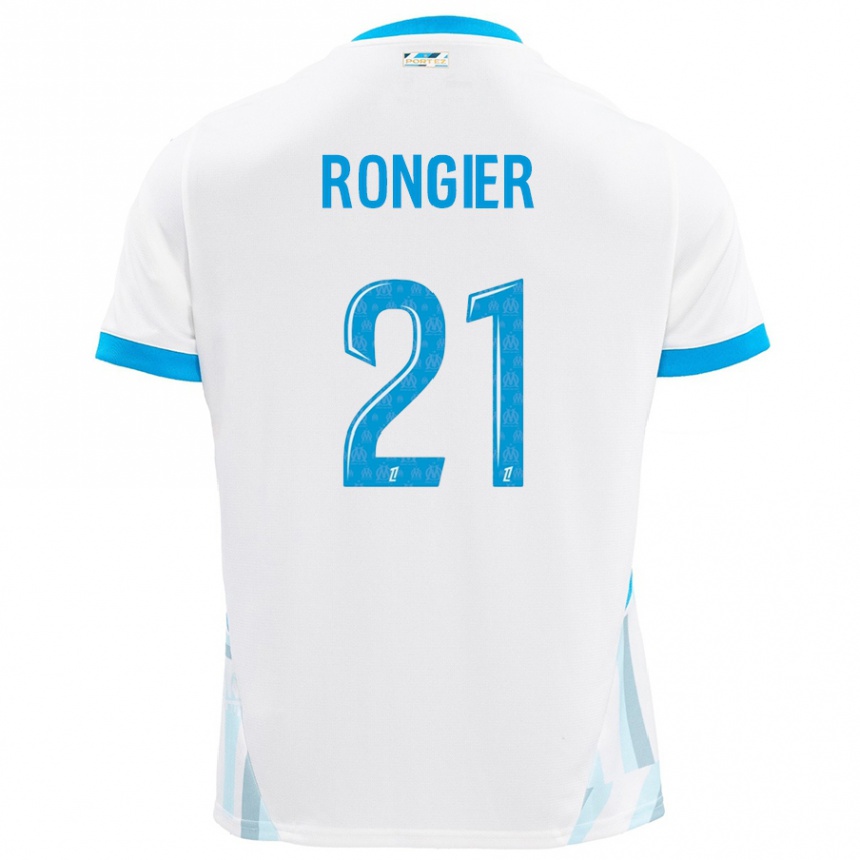 Kinder Fußball Valentin Rongier #21 Weiß Himmelblau Heimtrikot Trikot 2024/25 T-Shirt Luxemburg