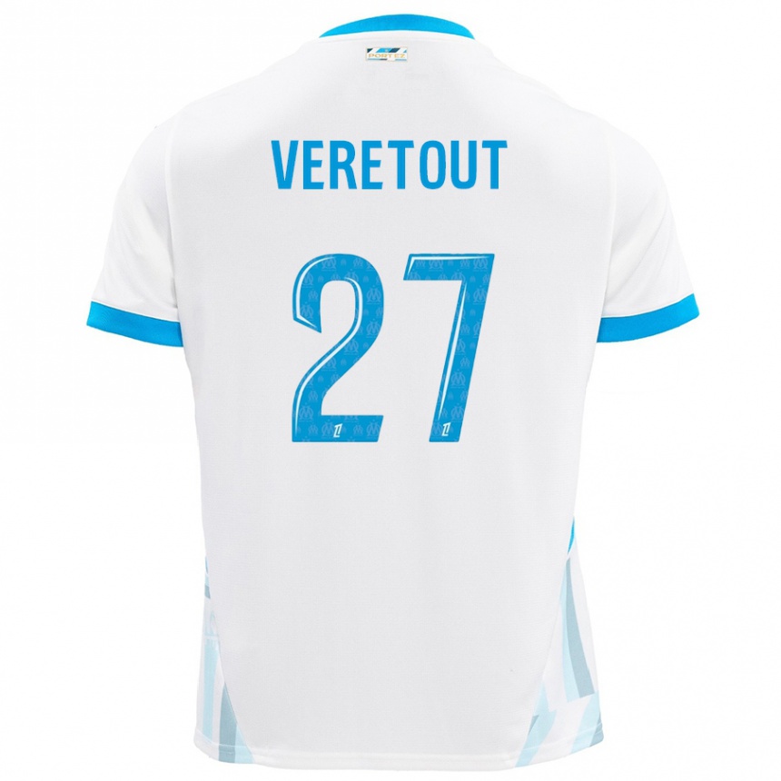 Kinder Fußball Jordan Veretout #27 Weiß Himmelblau Heimtrikot Trikot 2024/25 T-Shirt Luxemburg