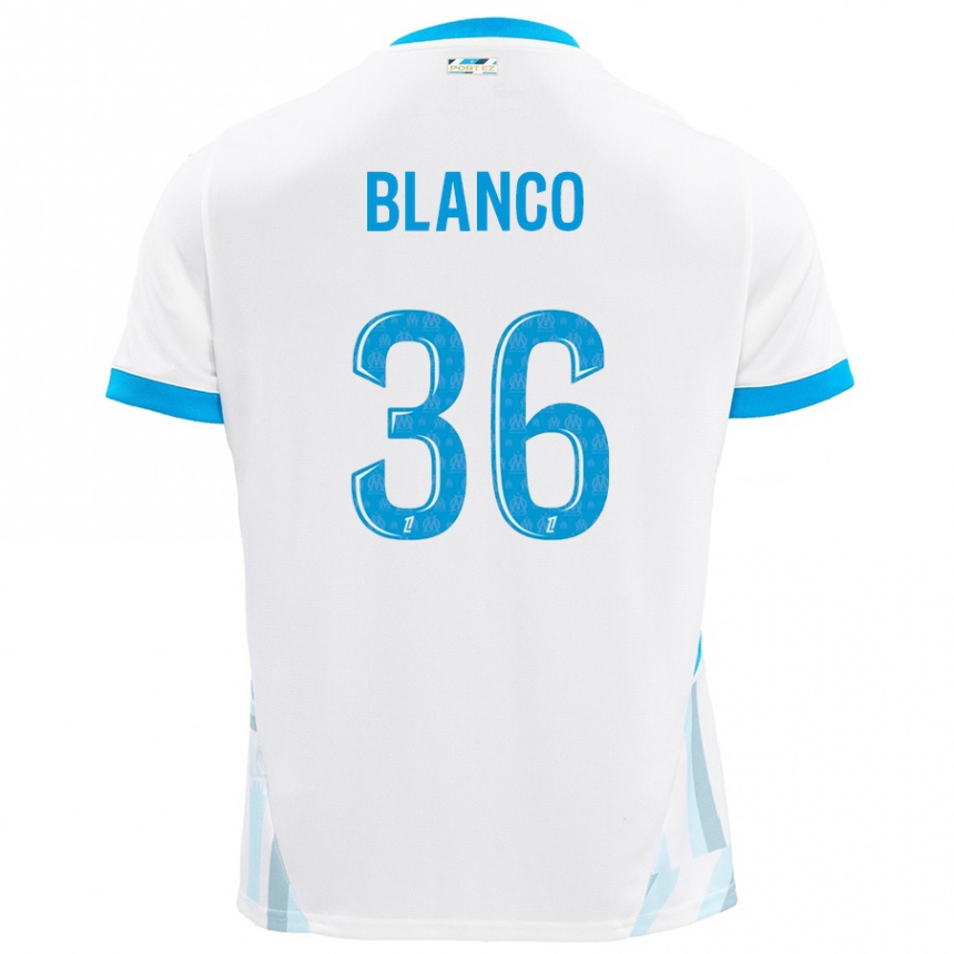 Kinder Fußball Ruben Blanco #36 Weiß Himmelblau Heimtrikot Trikot 2024/25 T-Shirt Luxemburg