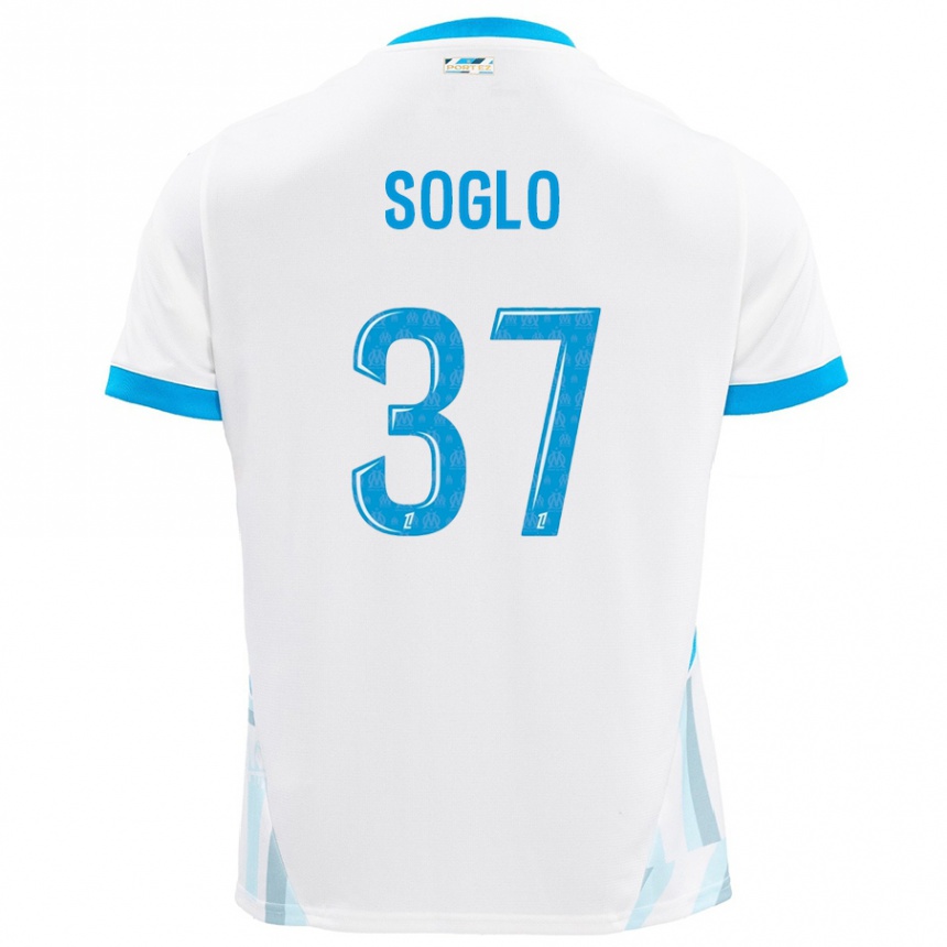 Kinder Fußball Emran Soglo #37 Weiß Himmelblau Heimtrikot Trikot 2024/25 T-Shirt Luxemburg