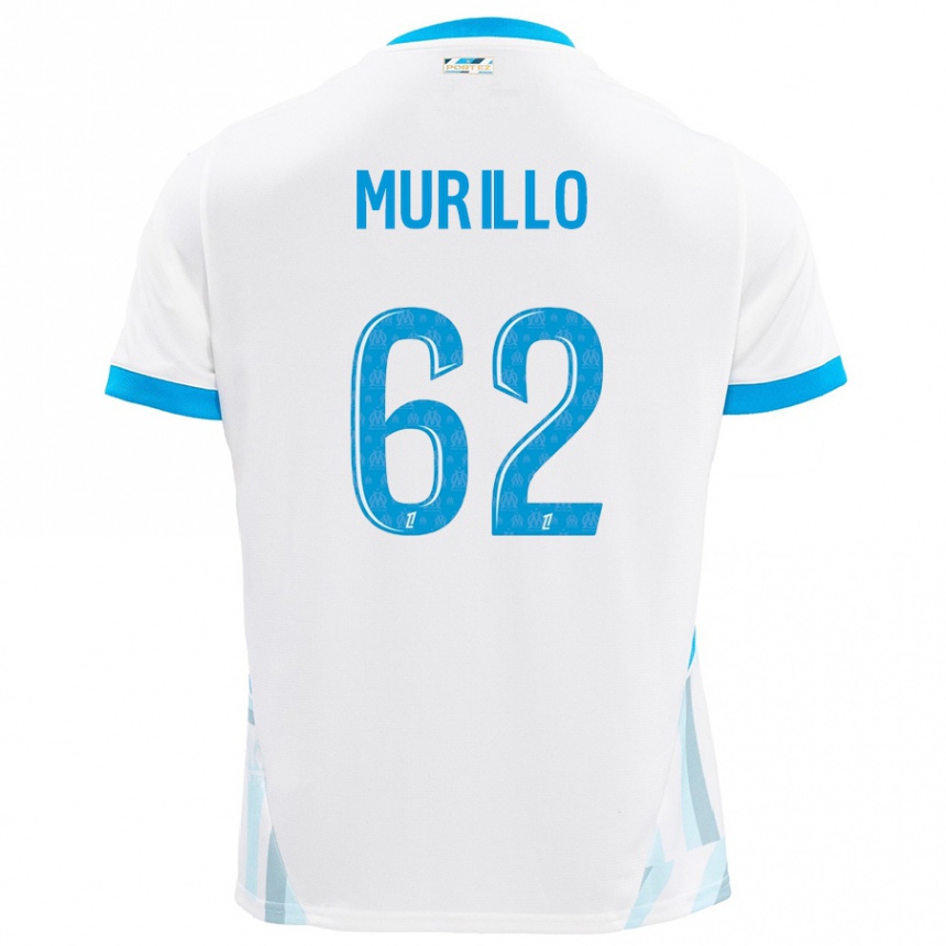 Kinder Fußball Amir Murillo #62 Weiß Himmelblau Heimtrikot Trikot 2024/25 T-Shirt Luxemburg