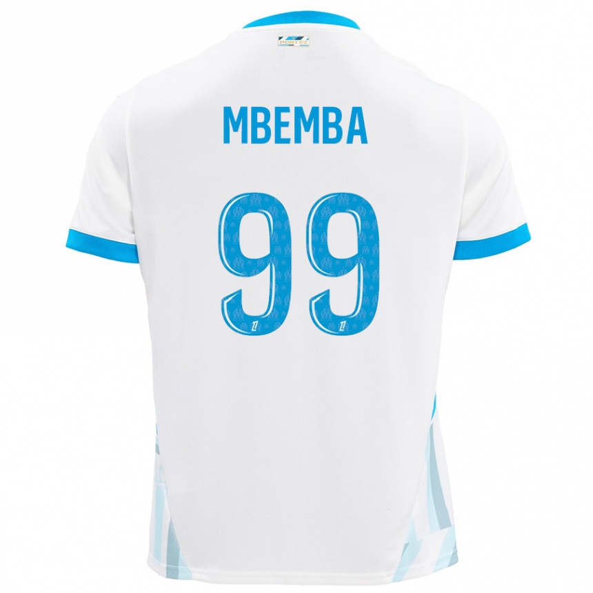 Kinder Fußball Chancel Mbemba #99 Weiß Himmelblau Heimtrikot Trikot 2024/25 T-Shirt Luxemburg