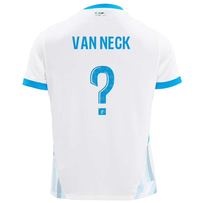 Kinder Fußball Jelle Van Neck #0 Weiß Himmelblau Heimtrikot Trikot 2024/25 T-Shirt Luxemburg