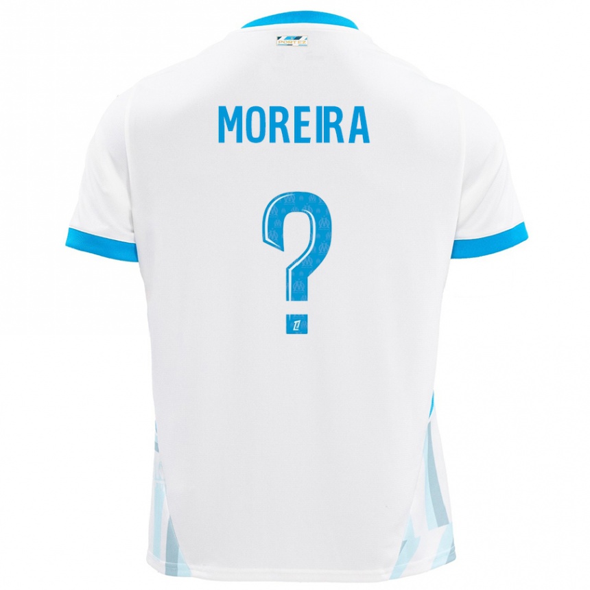 Kinder Fußball Iuri Moreira #0 Weiß Himmelblau Heimtrikot Trikot 2024/25 T-Shirt Luxemburg