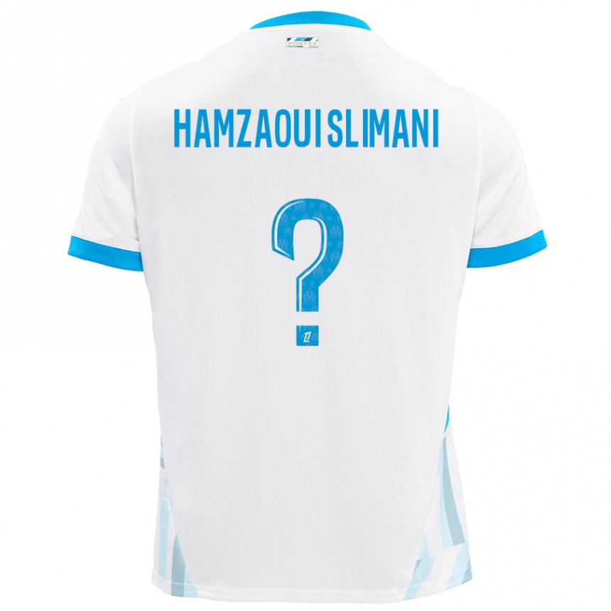 Kinder Fußball Hilan Hamzaoui Slimani #0 Weiß Himmelblau Heimtrikot Trikot 2024/25 T-Shirt Luxemburg