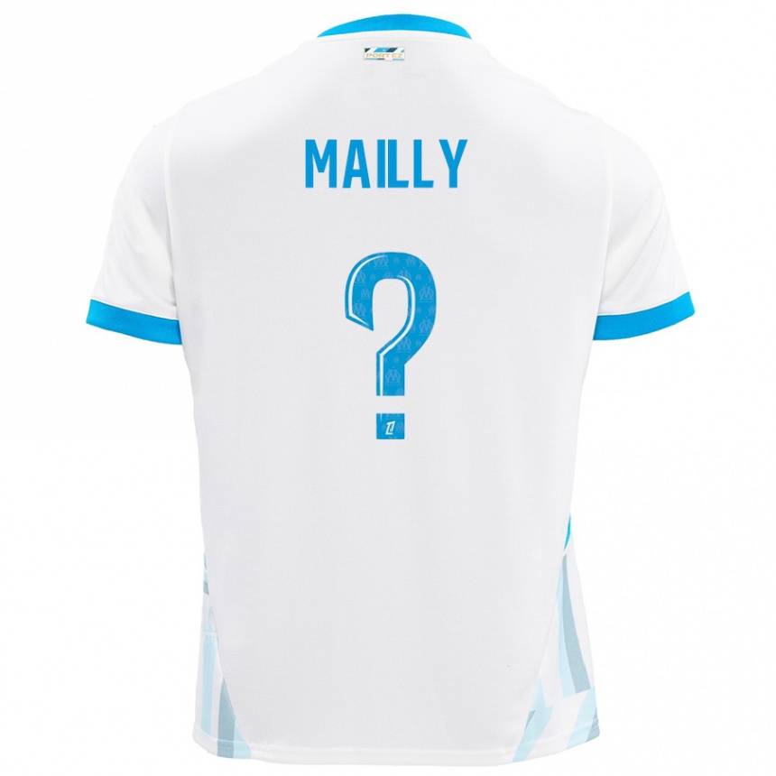 Kinder Fußball Evan Mailly #0 Weiß Himmelblau Heimtrikot Trikot 2024/25 T-Shirt Luxemburg