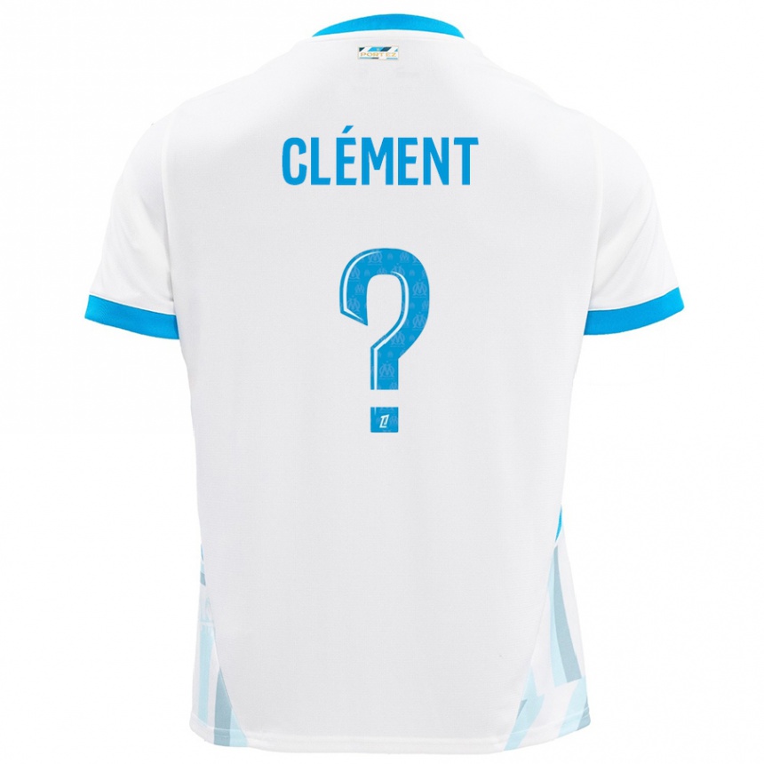 Kinder Fußball Mathis Clément #0 Weiß Himmelblau Heimtrikot Trikot 2024/25 T-Shirt Luxemburg