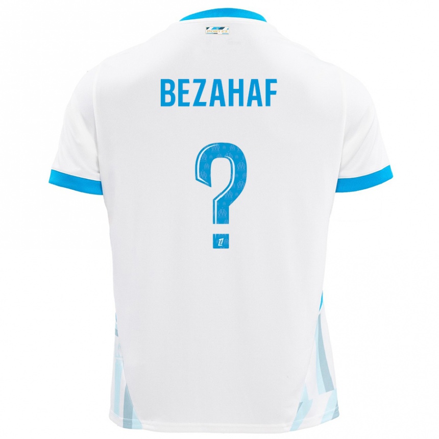 Kinder Fußball Kelyann Bezahaf #0 Weiß Himmelblau Heimtrikot Trikot 2024/25 T-Shirt Luxemburg